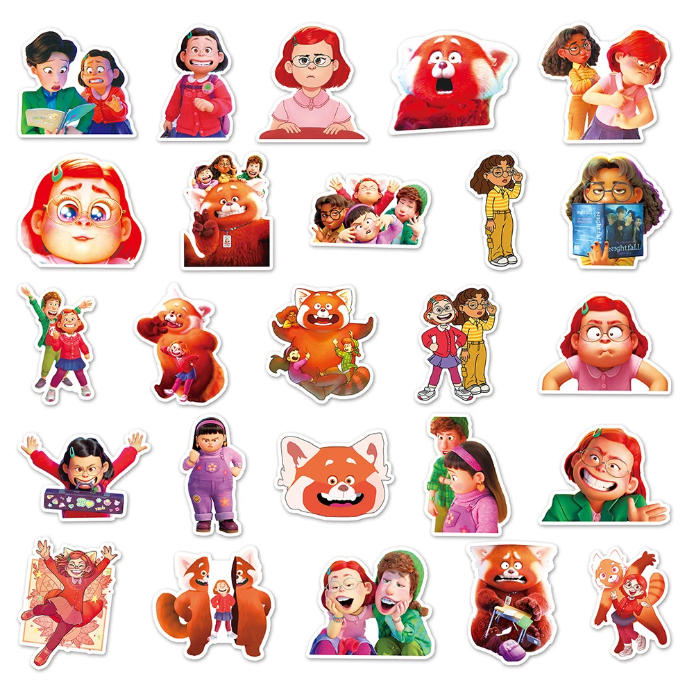 10/30/50pcs Disney Turning Red Stickers for Kids Toys impermeabile decorativo Skateboard Phone Case Laptop Cute Anime Sticker Pack