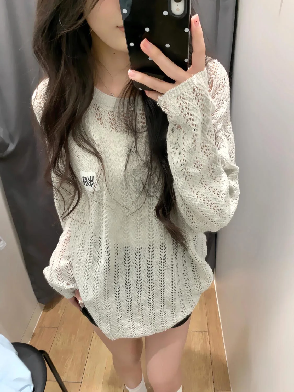 

Summer Slimming Long Sve Hollow out See tough Cover up Set Women's Sweet Cool Sle Two Piece Pure Desire Outfit