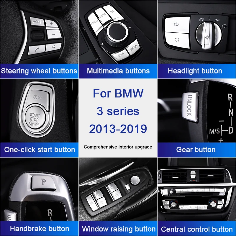 For BMW Series 3 4 F30 F31 F32 F33 F34 F36 F80 3GT Car Center Gear Knob Cover CD Number Keys Multimedia Button Sticker Accessory