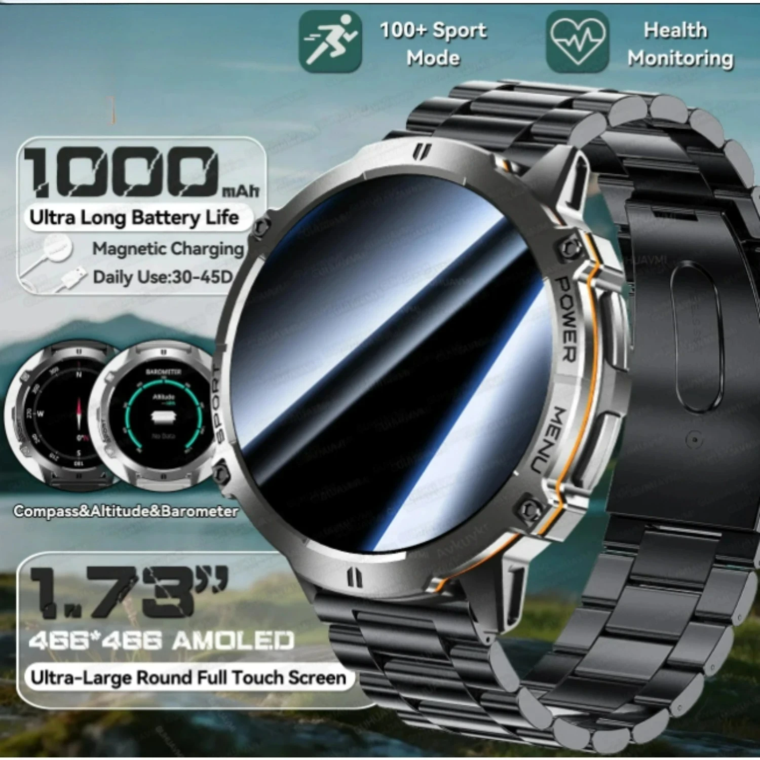 

Для Xiaomi новый аккумулятор 1000 мАч спортивные умные часы AMOLED экран 10ATM водонепроницаемый компас высотомер военные T-Rex3 умные часы для мужчин