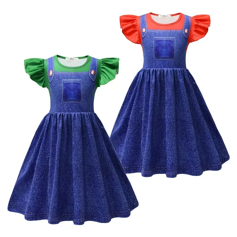 كوسكي الأميرة الخوخ تأثيري فستان الأطفال تنورة الفتيات فستان لطيف الدعاوى هالوين كرنفال زي M17