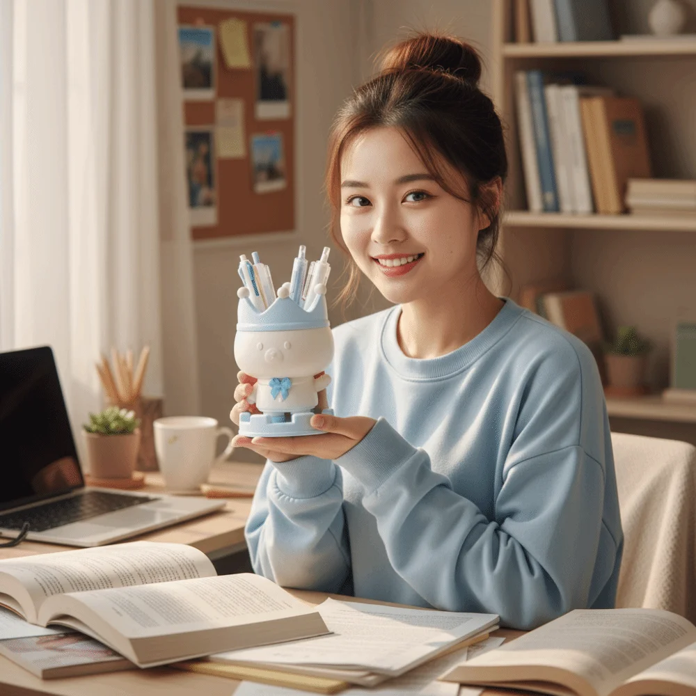 

Cartoon Design Pen Holder Multi-functional Creative Design Desktop Storage Bucket Decorative Crown Pen Holder Office Use