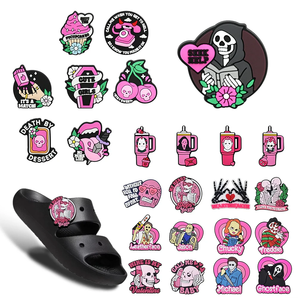 

4-135pcs Halloween Pink Ghost Shoe Charms DIY Craft Accessories Shoe Jibbitz-Type Charms for Crocs-style Kids Adult Gifts