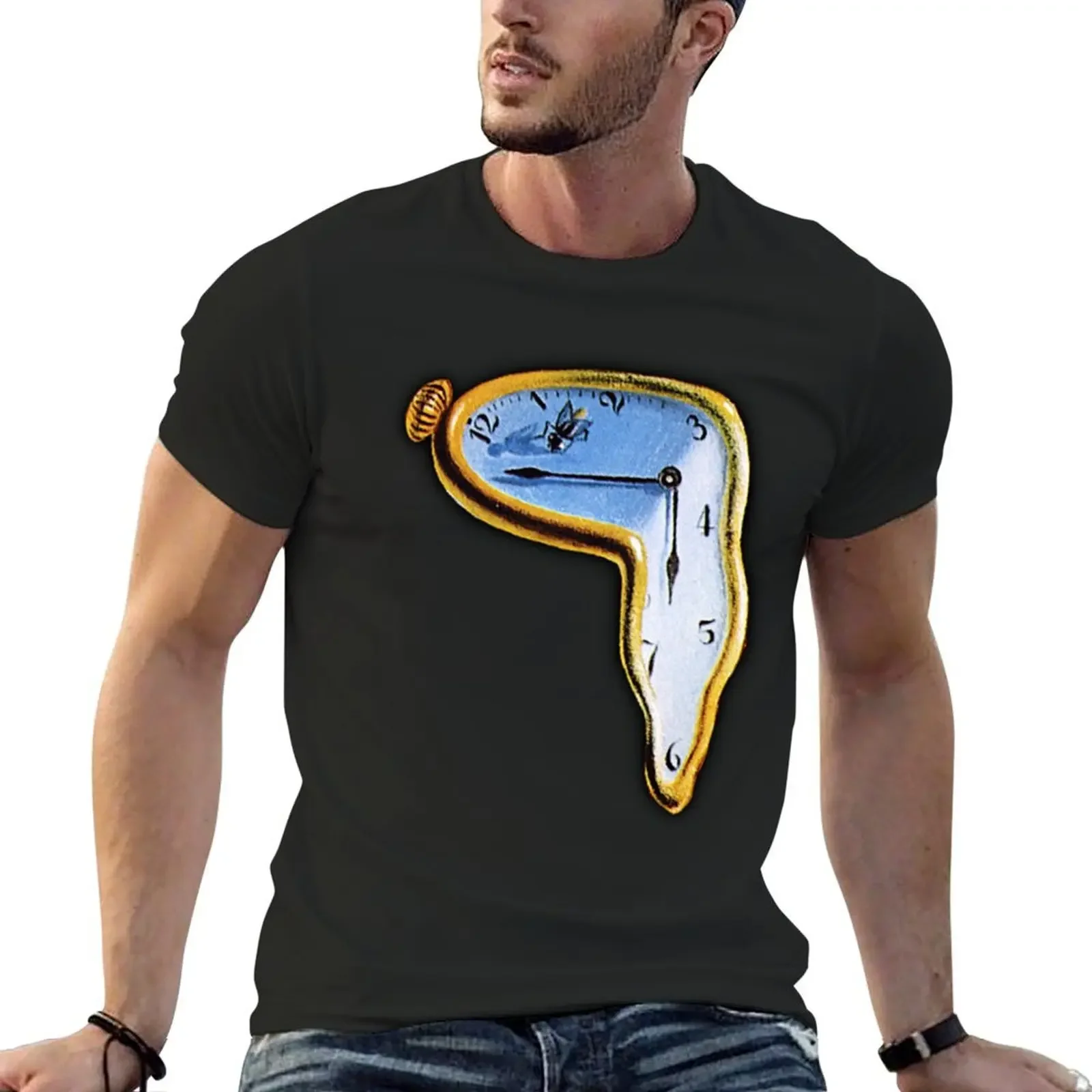 Melting Clock T-Shirt plus sizes tees customs design your own T-shirts man heavyweight t shirts for men