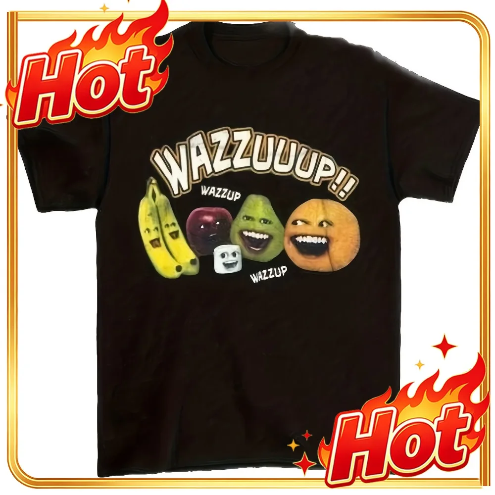 Men's Annoying Orange Meme Picture Black T-shirt Men's T-shirt Summer New Casual Suitable for Both Men and Women