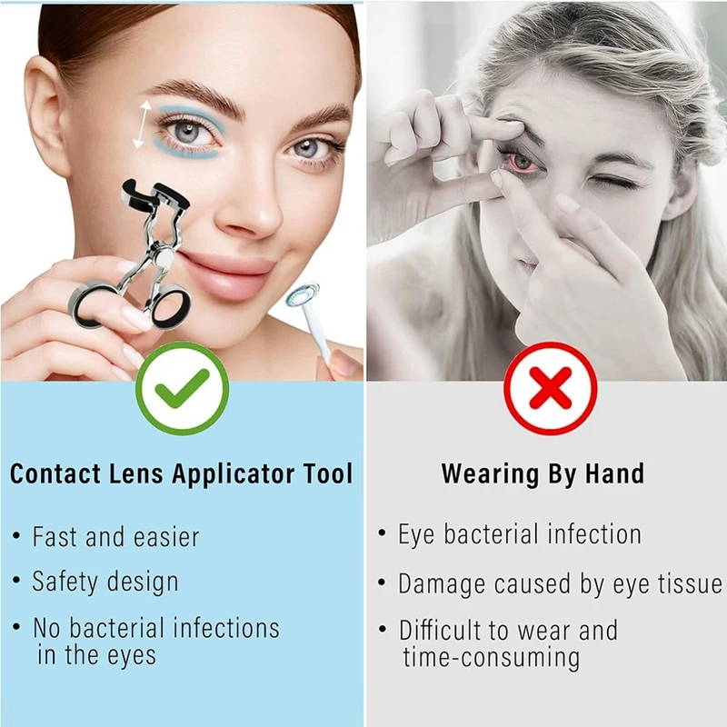 DT16 2X Contact Lens Applicator Tool Remover for Soft and Color Contact Lenses, Eyelid Stretcher and Pupil Dilator, Hygienic