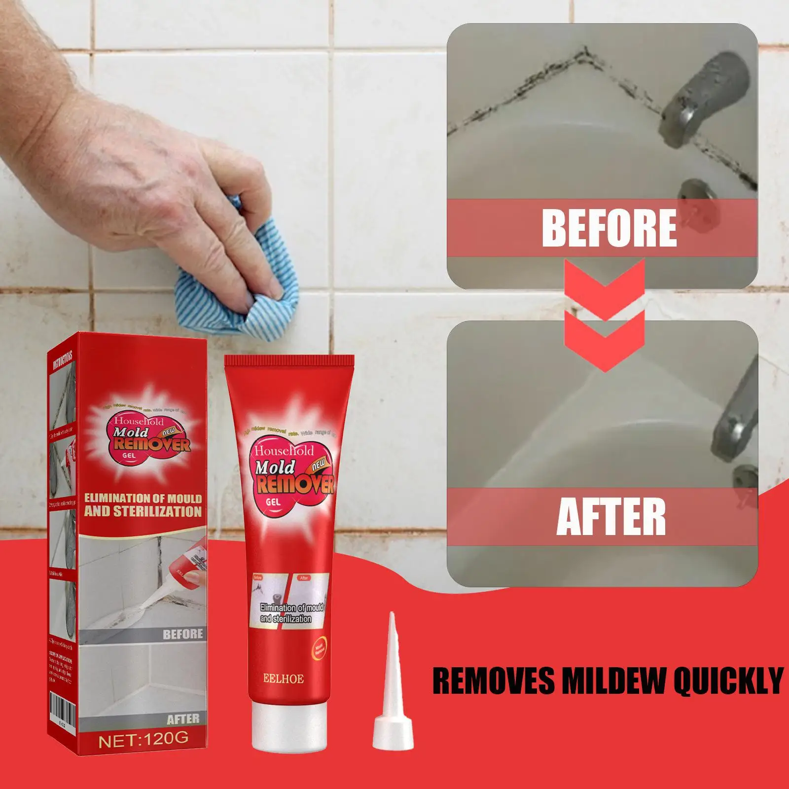 Mold Mildew Remover Gel Washing Machine Refrigerator Seal - Household Cleaning Paste Penetrates Removes Stains Without Scrubbing