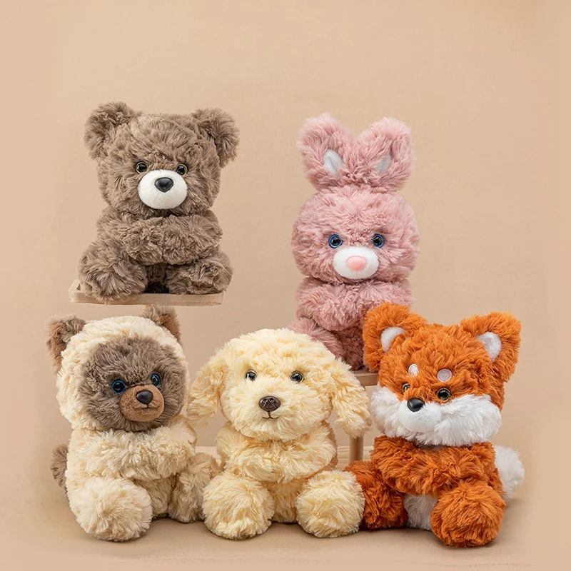 

17 см кавайная лиса, сиамский золотистый ретривер, кролик, медведь, плюшевые игрушки, куклы, мультяшные животные, настольный компаньон, мягкие игрушки, куклы