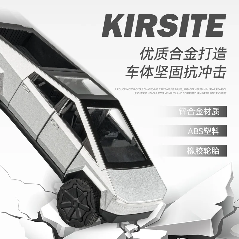 Jiaye 1:36 camioneta Tesla modelo de coche de aleación sonido y luz puerta trasera juguetes para niños adorno de colección de coches