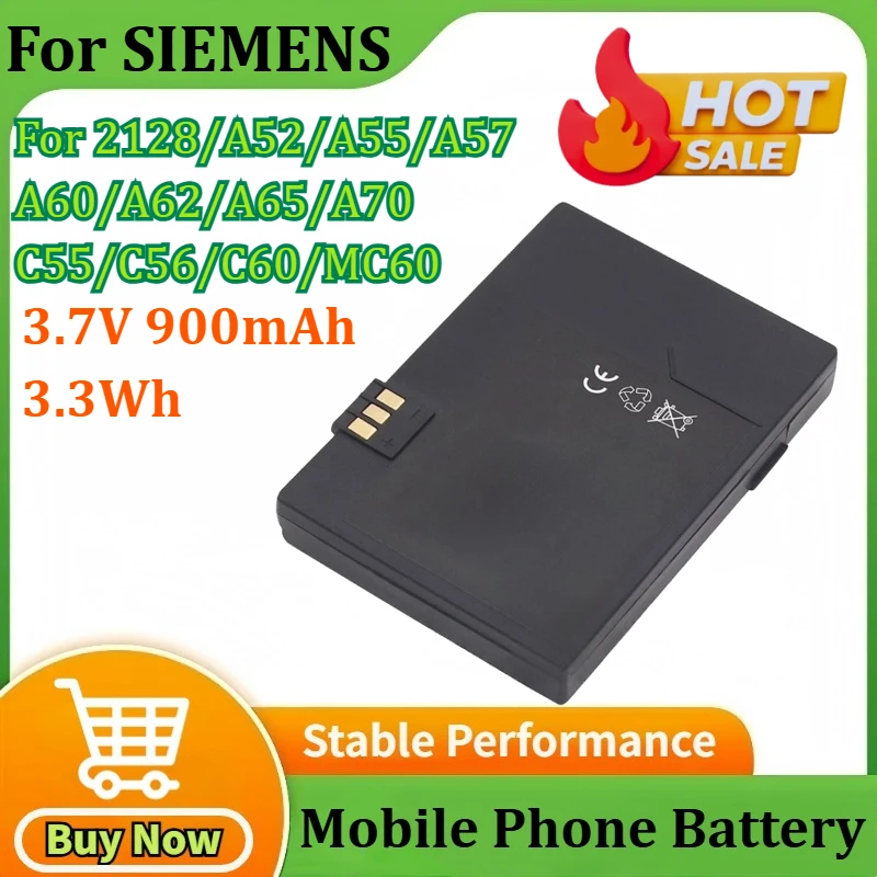 

3.7V 900mAh 3.3Wh for SIEMENS 2128/A52/A55/A57/A60/A62/A65/A70/C55/C56/C60/MC60 for GIGASET SL1/SL56/SL100/SL565/M55/S55/S57