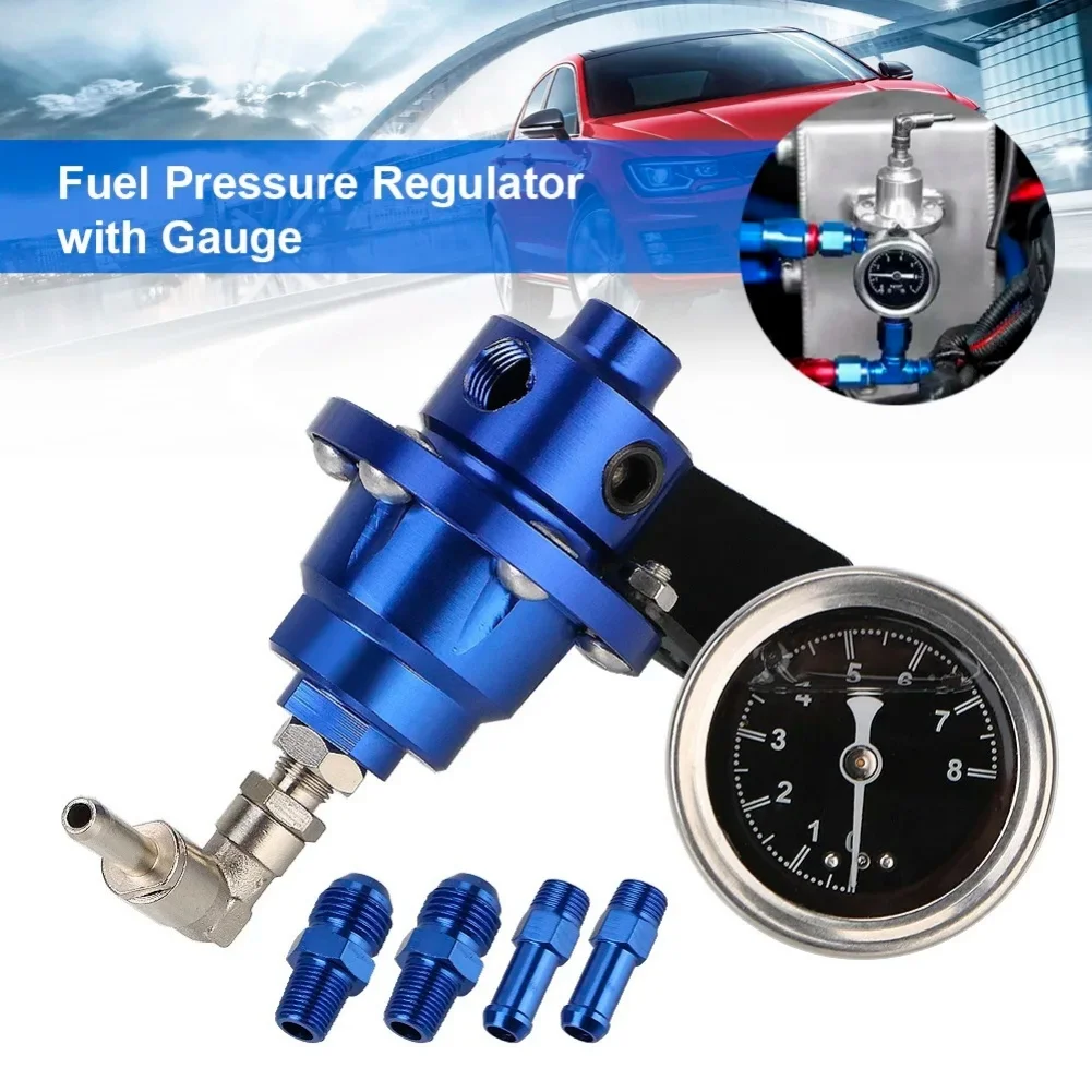 Adjustable Fuel Pressure Regulator With Gauge Kit Aluminum For Supercharger High Performance Racing Car Auto Parts