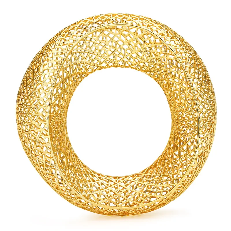 

VAROLE Luxury Hollow out Bracelets for Women Big Round Grid 18k Gold Plated Bracelets Brass Fashion Jewelry Banquet Party