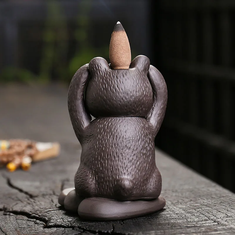 Three-piece CUB Set return incense oven ceramic craft bear fusion furnace Yoga home decorations incense incense seat psychotherapy incense incense table leg suitable for sending friend little child