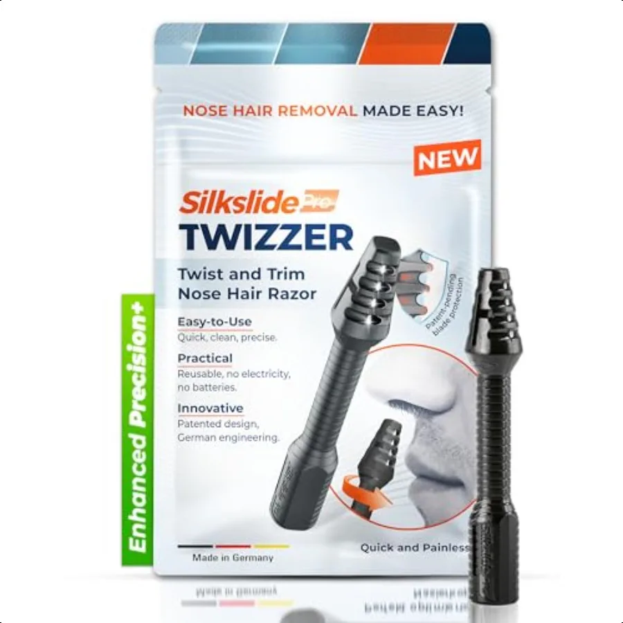 

TWIZZER Nose Hair and Ear Hair Trimmer for Men and Women Twist and Trim l Hair Removal German Blades Patented Design No Electri