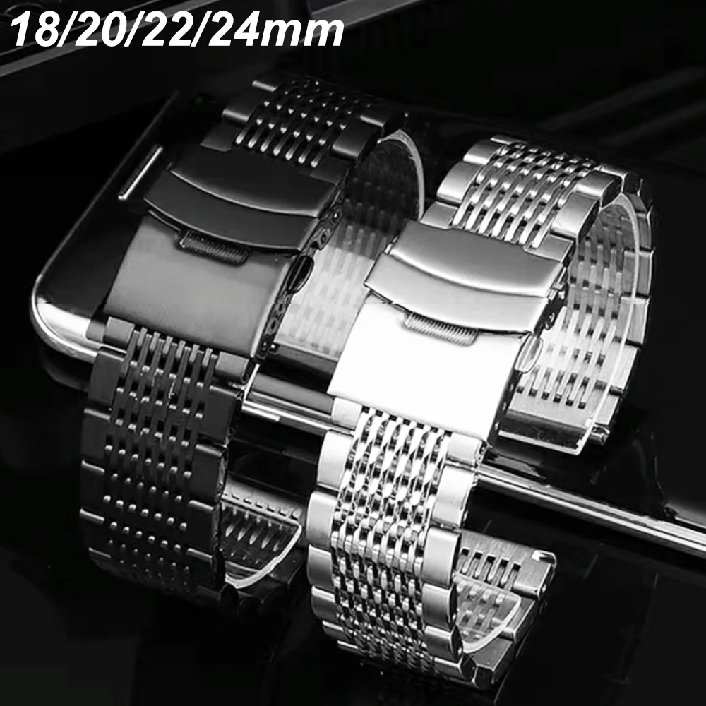 18 20 22 24mm Stainless Steel Watch Band For Samsung Galaxy Watch 6 5 40mm 44MM 4 3 41 45mm Straps For Huawei GT3 Seiko Bracelet