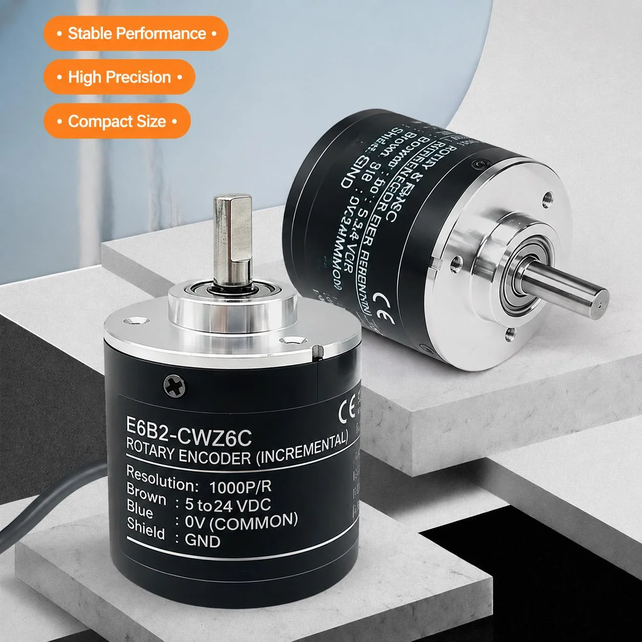 E6B2-CWZ6C Rotary Encoder 10/30/40/50/60/100/200/360/500/600/800/1000/2000P/R 5-24V DC NPN Output Rotary Switch with 2m Line 1PC