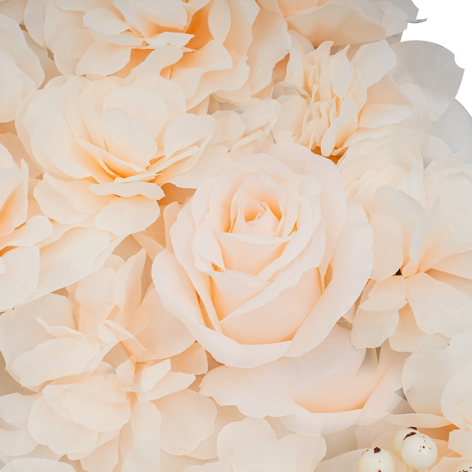 6-teiliges Set Pflanzen-Blumen-Wand Bestickte Kugel Künstliche Blumenwand-Platte Weiß Frucht+Hell-Champagner Prachtvolle Rose – Detail 21