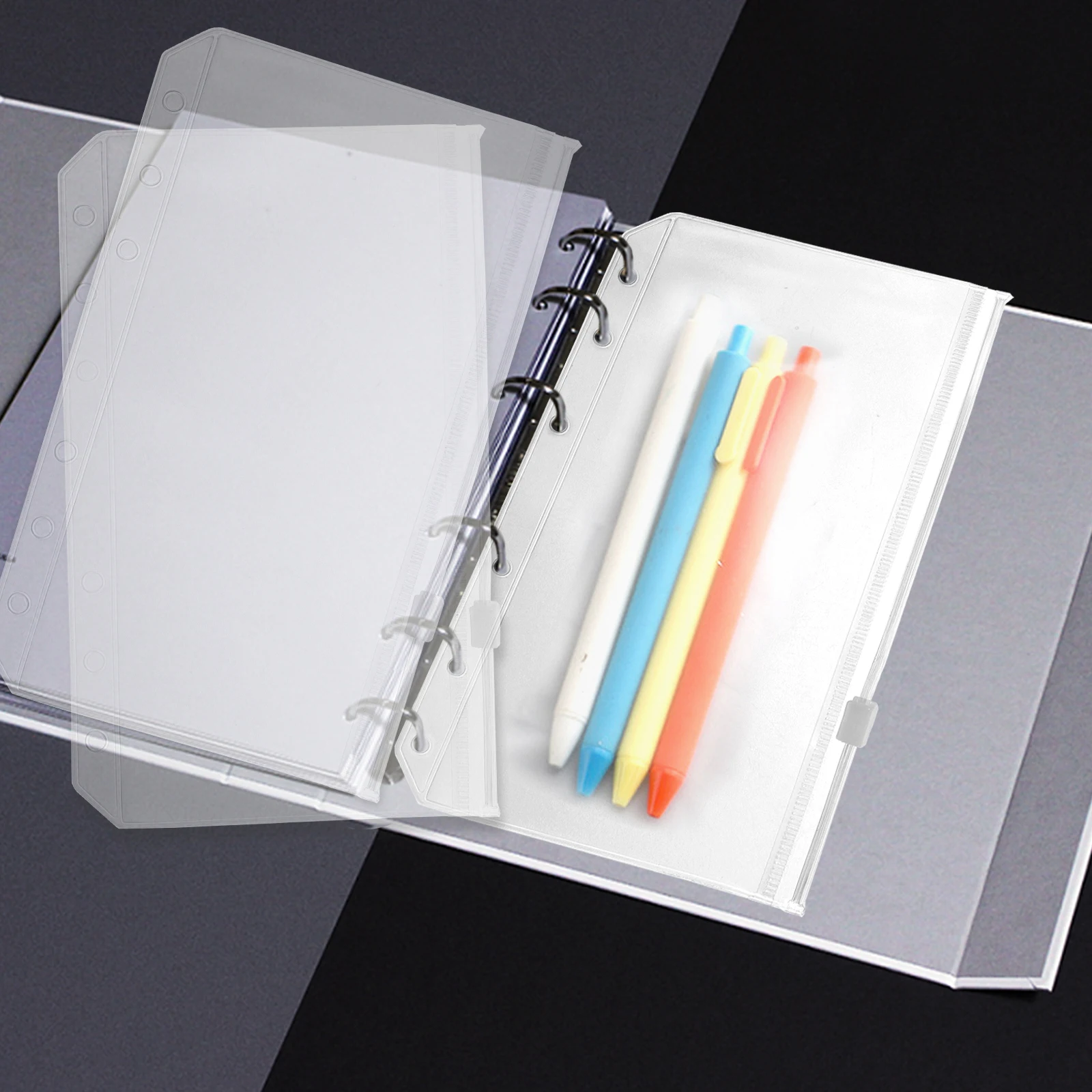 

15 Pcs PVC Binder Folders Ticket Zipper Pouch A6 Storage Bag Document ganizer Loose Leaf Clear Window Office School Travel