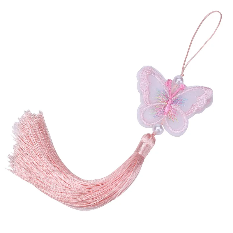 Pearl Embroidery Butterfly Tassel, Creative Chinese Style Hanfu Horse Dress Waist Hanging Accessories Handmade Car Hanging Ears view 5