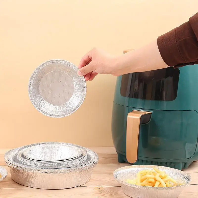 【HG】10pcs Aluminium Foil Trays Air Fryer-Specific Foil Trays Food-Grade Household Foil Bowls Disposable Aluminium Foil Trays