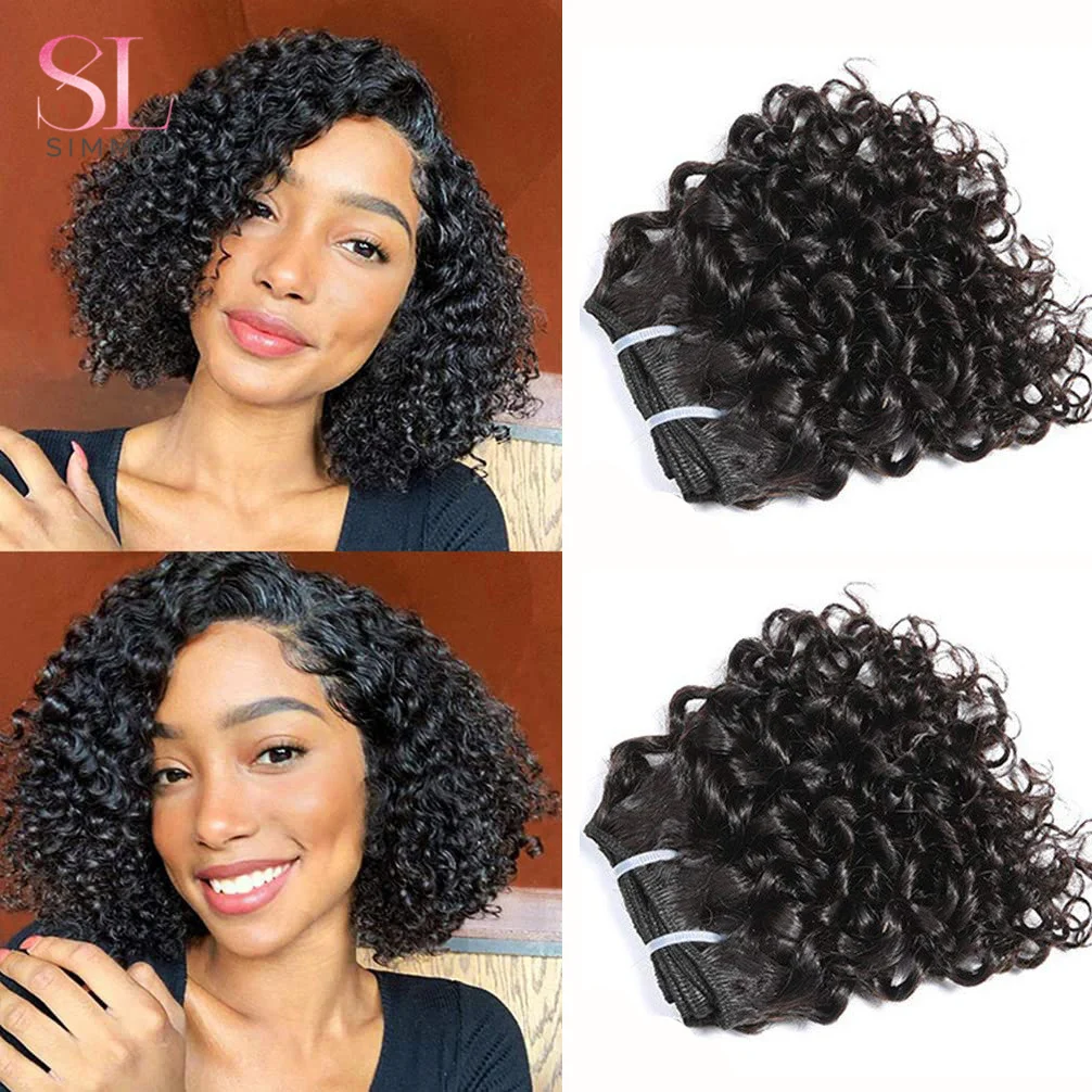 Cheap Short Kinky Curly Hair Weave Bundle, Extensões de cabelo humano Remy indiano, cor preta e marrom, Cheaphair, preço de atacado