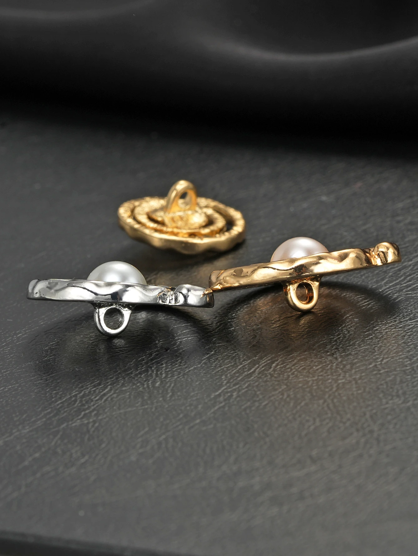 10/50 Uds. Diseño creativo con círculos huecos con incrustaciones de botones de costura de metal perlado, accesorios de costura para botones de ropa