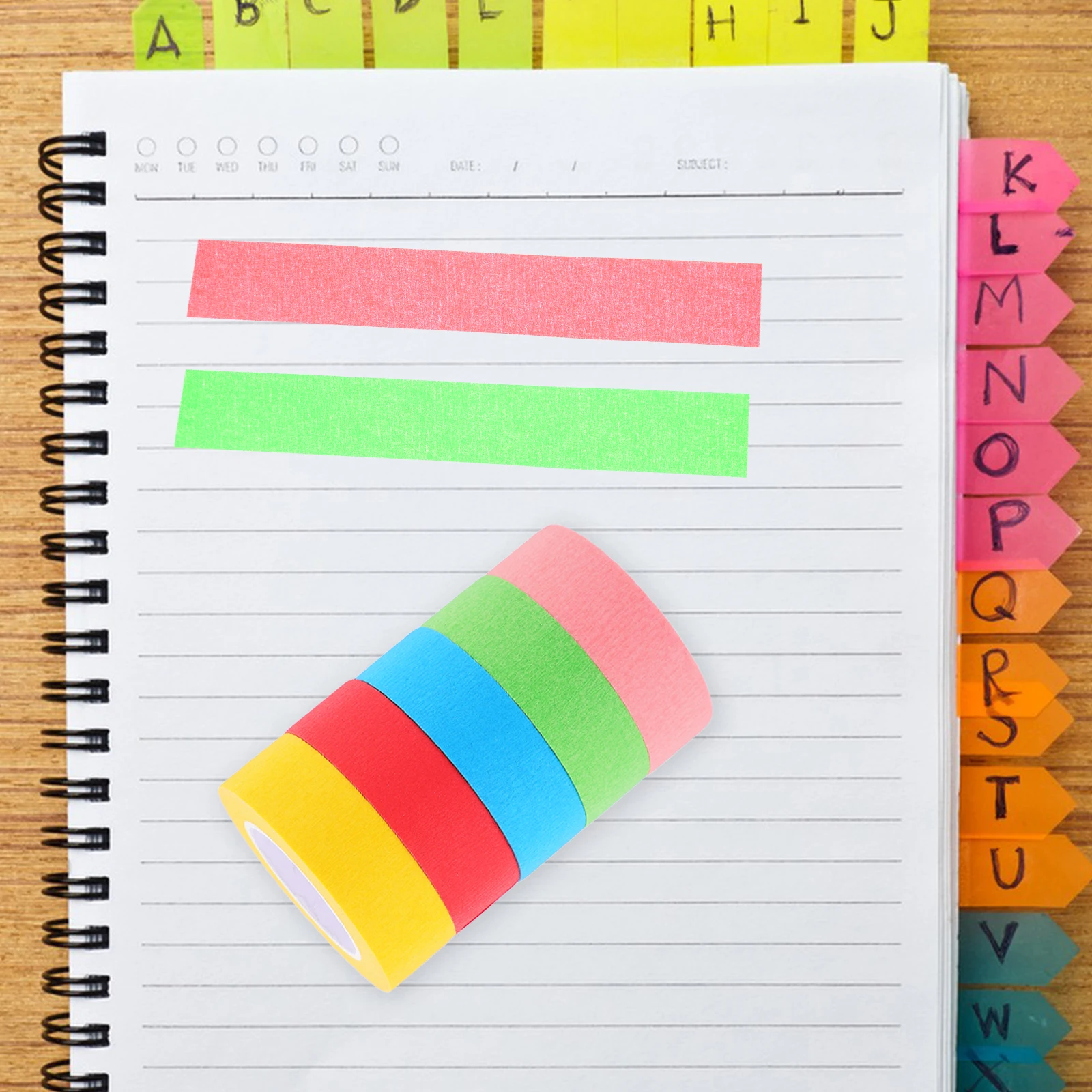 

5 Rolls Colored Masking Tape High Adhesion for Notebooks Journals Photos Craft Projects Decorative Colored Tape