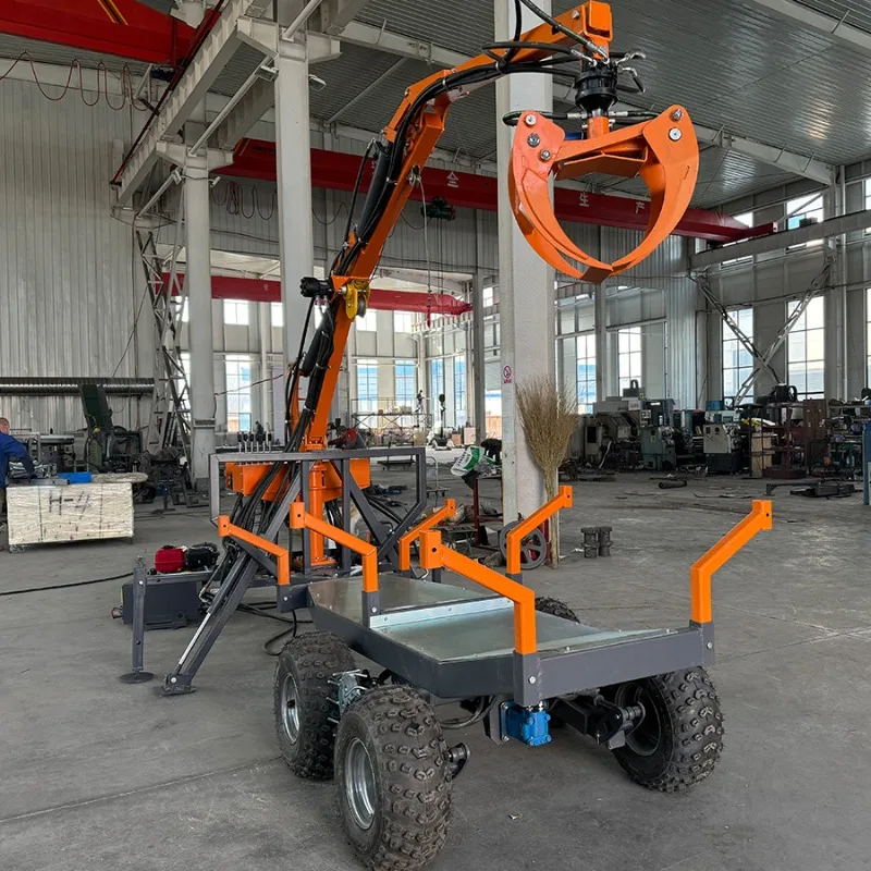 Log Grapple Trailer Forestry Machinery Customized with Quick Loading Design Professional ATV Log Trailer with Grapple Crane