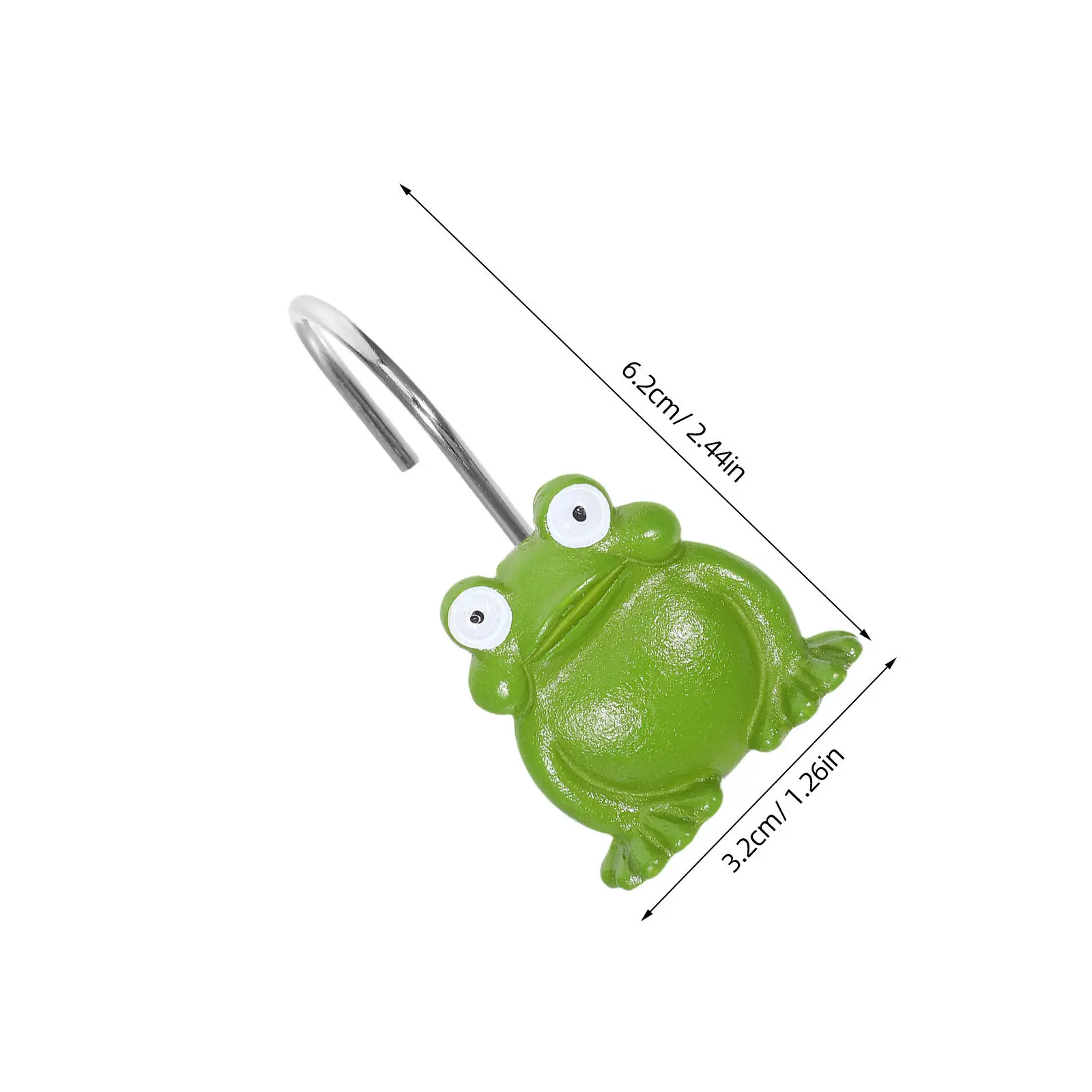 12Pcs Resin Frog Shower Curtain Hooks Rust Resistant Decorative Bathroom Shower Hooks Smooth Gliding Cute Cartoon Curtain Hanger