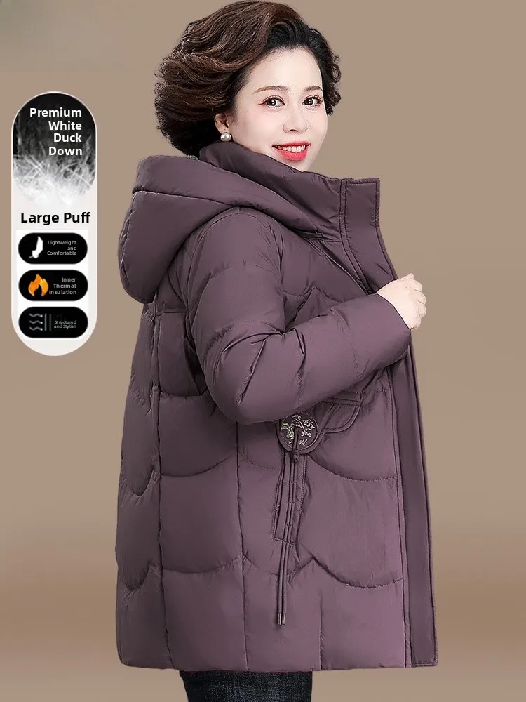 

Thiened Mid-Length down Jaet Winter Clothes for Middle-Aged Women Warm Cotton Coat Autumn Winter Outerwear Faionable Lo...