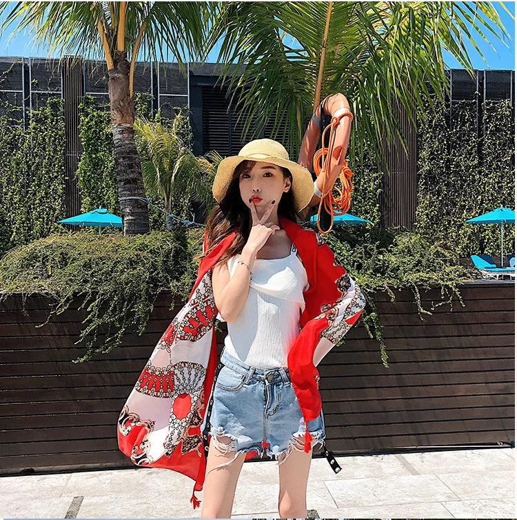 

Beach Scarf Sunscreen shawl Designer Hair Print Head Large Handkerchief Shawl Women bandanna foulard muffler wrap wholesale