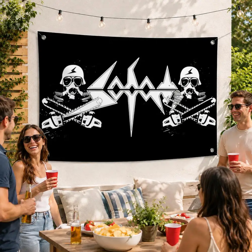 Sodom Rock Band Flags Soft Durable Tapestry Skin-friendly For Outdoor Party Home Living Room Bar Bedroom Decoration