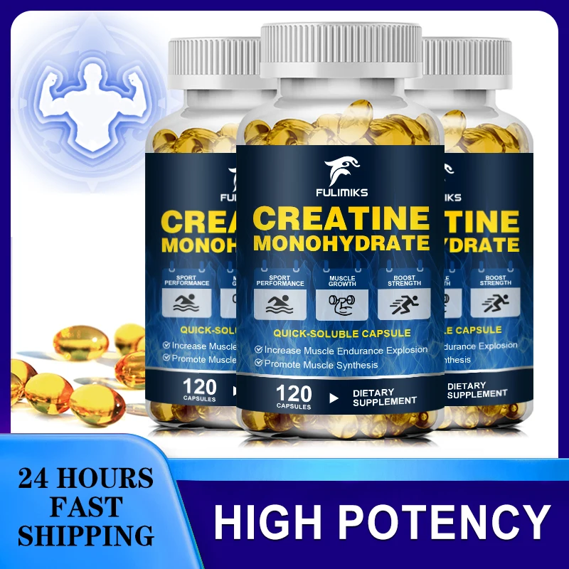

Creatine Monohydrate Capsules for Muscle Mass Strength, and Performance Improvement Workout Recovery