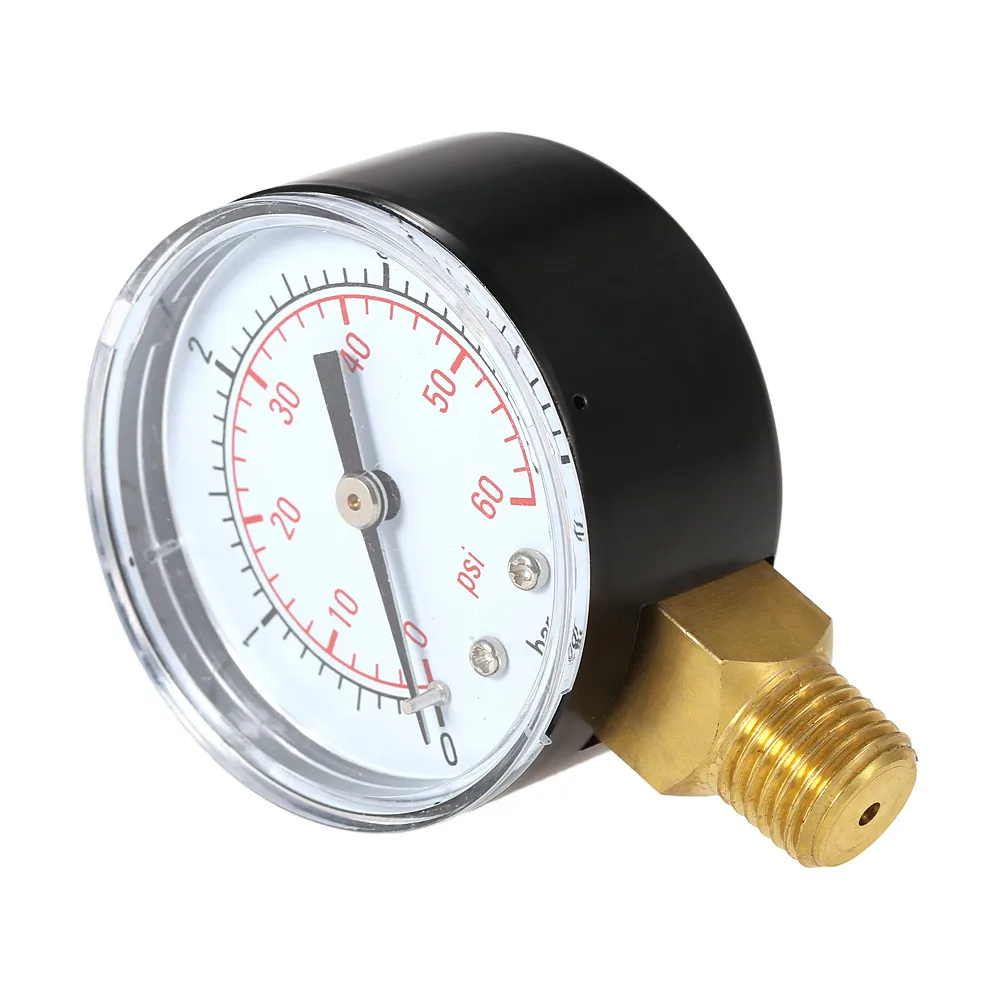 50mm Manometer 0~15psi 0~1bar / 0~60psi 0~4bar Water Pressure Dial Hydraulic Pressure Gauge 1/4\