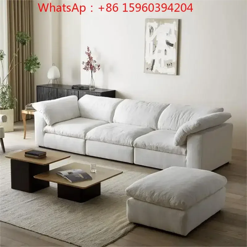 Italian linen sofa living room straight Nordic Internet celebrity designer down fabric sofa combination