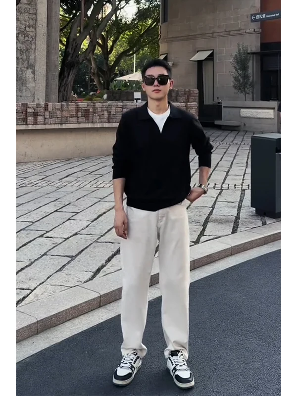 

Вязаный свитер Bla Ne, мужской повседневный трикотаж с надписью Briti Sle V-Ne, осенне-зимняя многослойная верхняя одежда