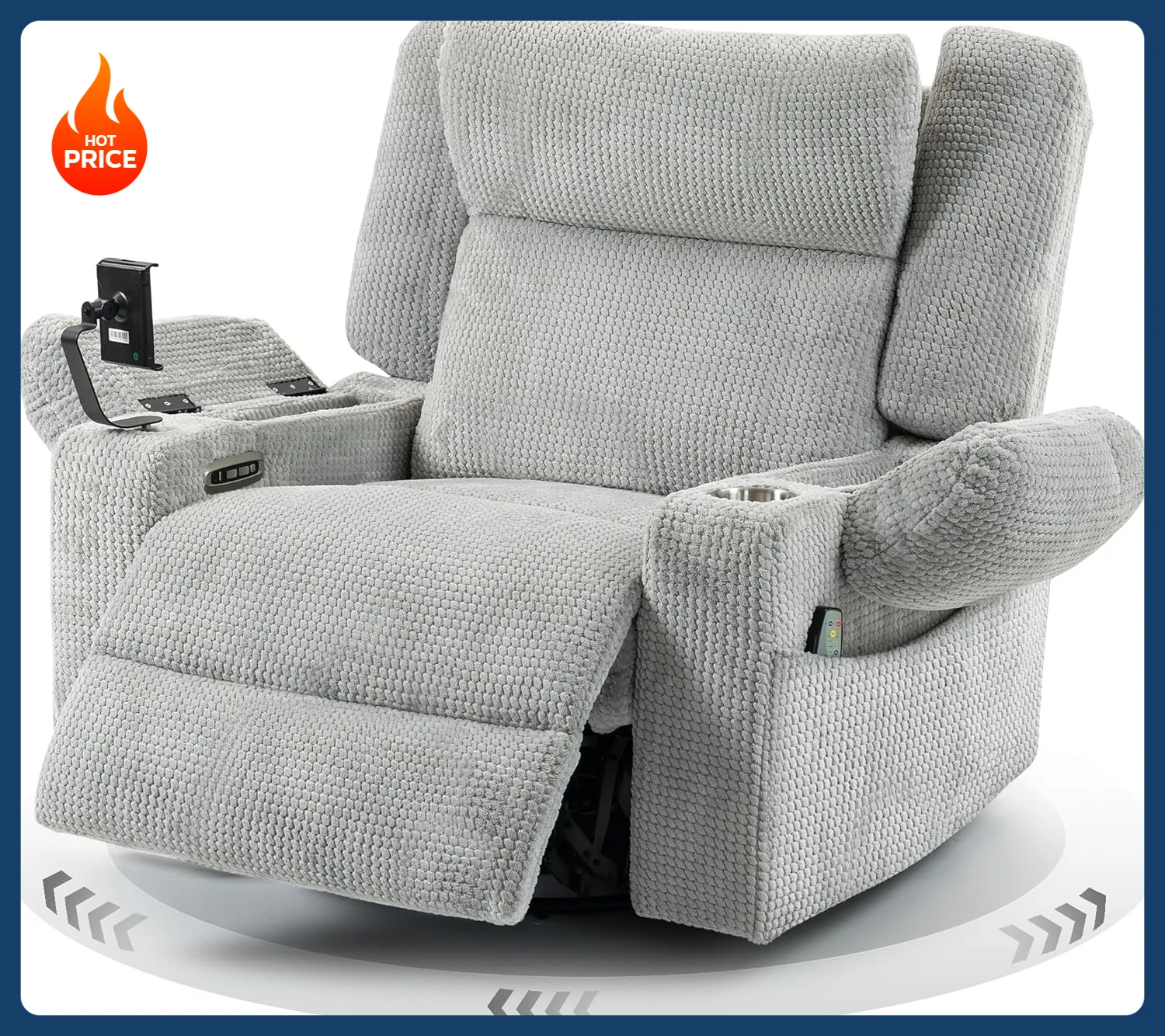 [New Arrival!]Dual Motor Power Oversized Swivel Rocker Recliner Chair with Adjustable Headrest for Adults, Glider Rocking Chairs