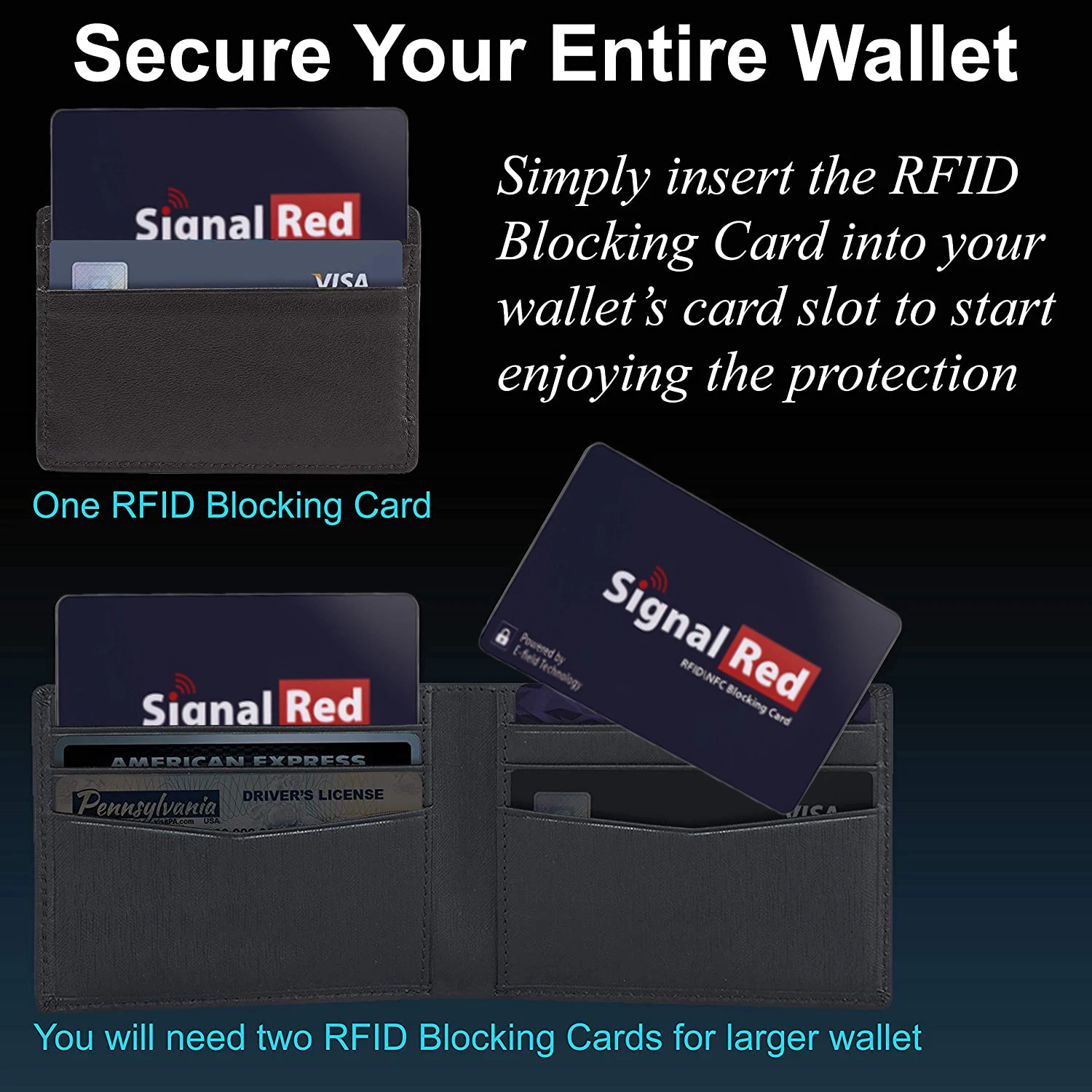 Protect Entire Wallet RFID Blocking NFC Signals Shield Secure for Credit Cards and Passports Protector Card Protector Blocker