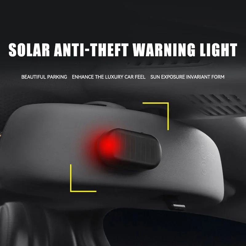 Solar Powered Car Fake Security Light Super Bright Simulated Dummy Alarm Wireless Warning Anti-Theft Caution Lamp Flashing