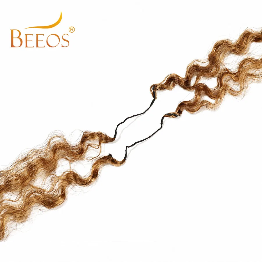 Burmese Curly Crochet Hair 30# Medium Brown Knotless Feather Pre-Separated Crochet Braids Light Weight Brazilian Hair Extension