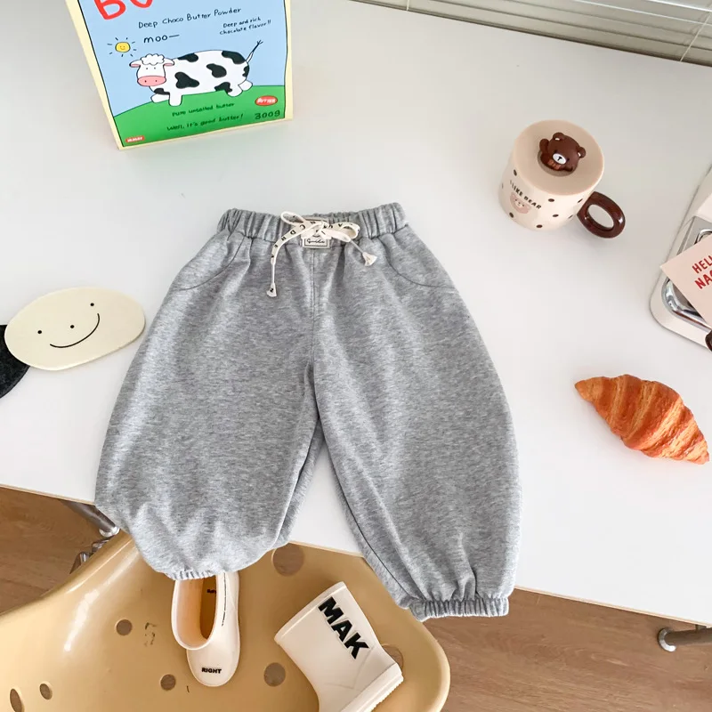 Korea Baby Boy Sweatpants Children Autumn Long Pants Kids Boys Girl Sport Harem Trousers Infant Panties Toddler Spring Bottoms image 2