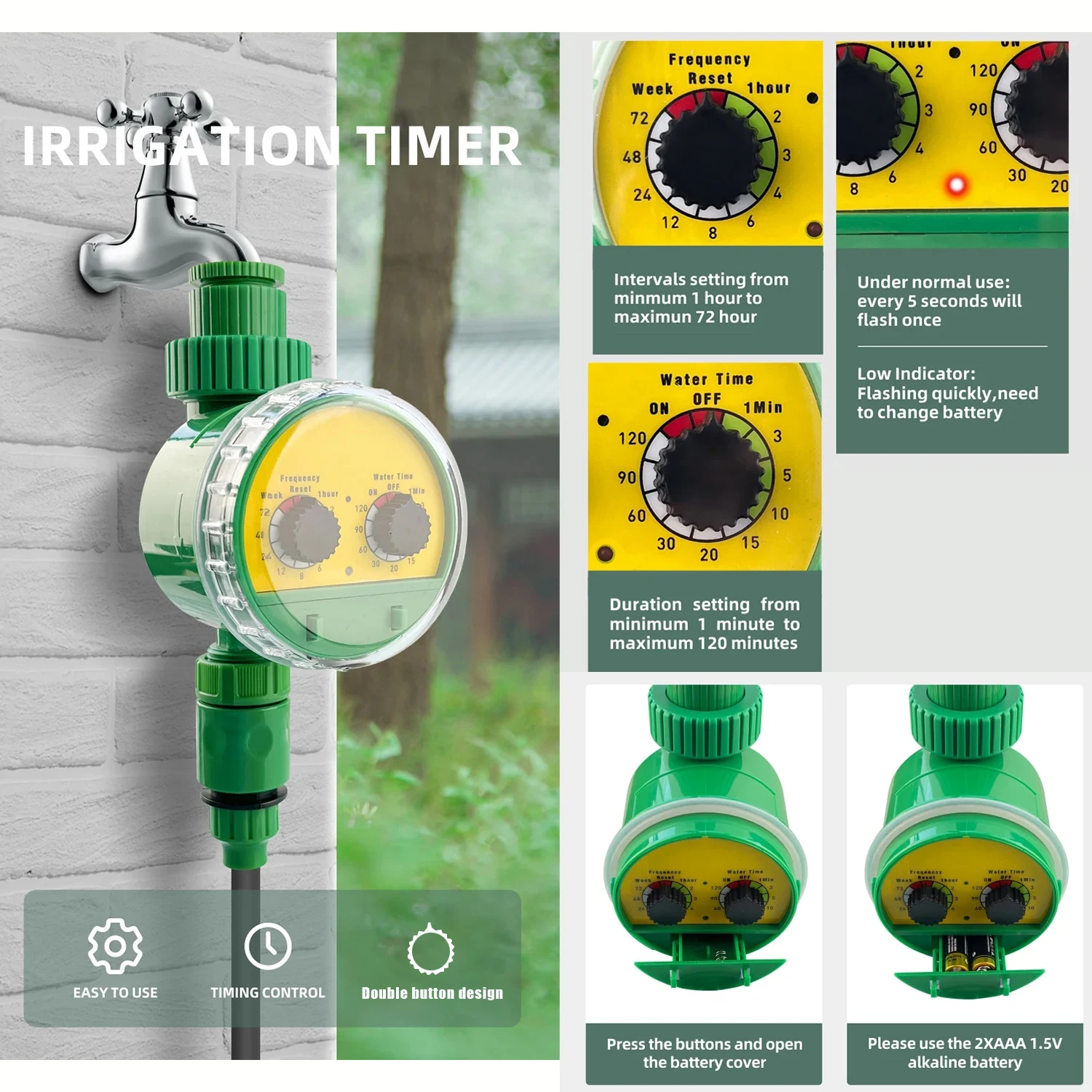 Green Outdoor Plastic Garden Electronic Automatic Watering Hose Irrigation Timer Faucet Water Hose New upgraded version