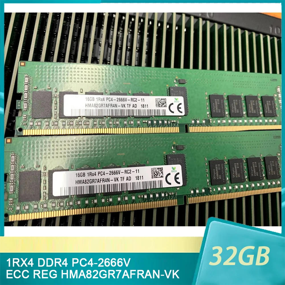 

1 Pcs 16GB 16G 1RX4 DDR4 2666 PC4-2666V ECC REG HMA82GR7AFRAN-VK RAM For SK Hynix Memory