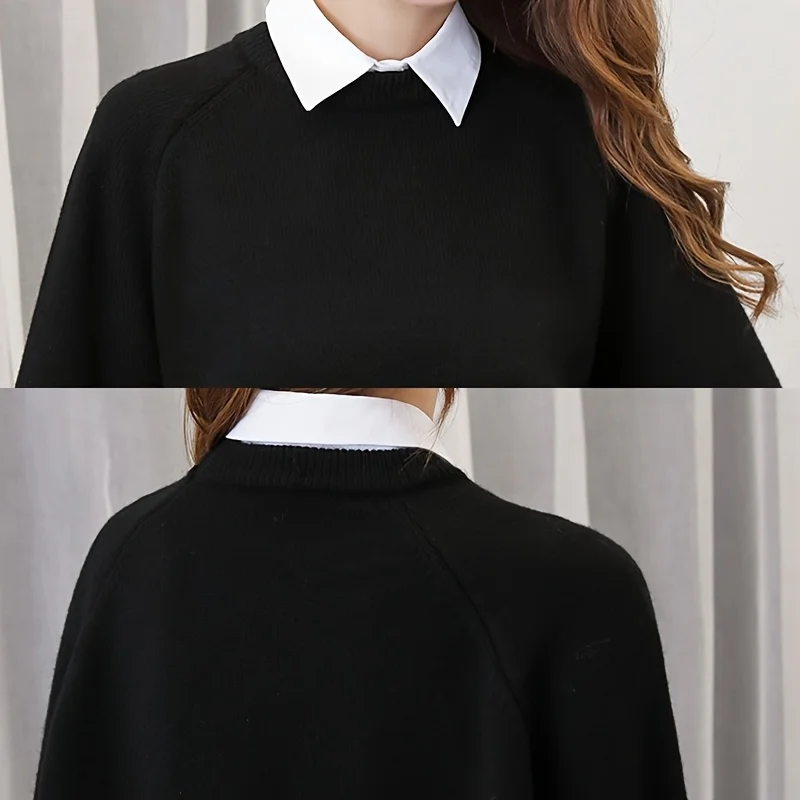 

1 шт. Элегантный съемный воротник-поло для женщин, без рукавов, из искусственного меха, многослойные вставки из полиэстера, можно стирать в машине.