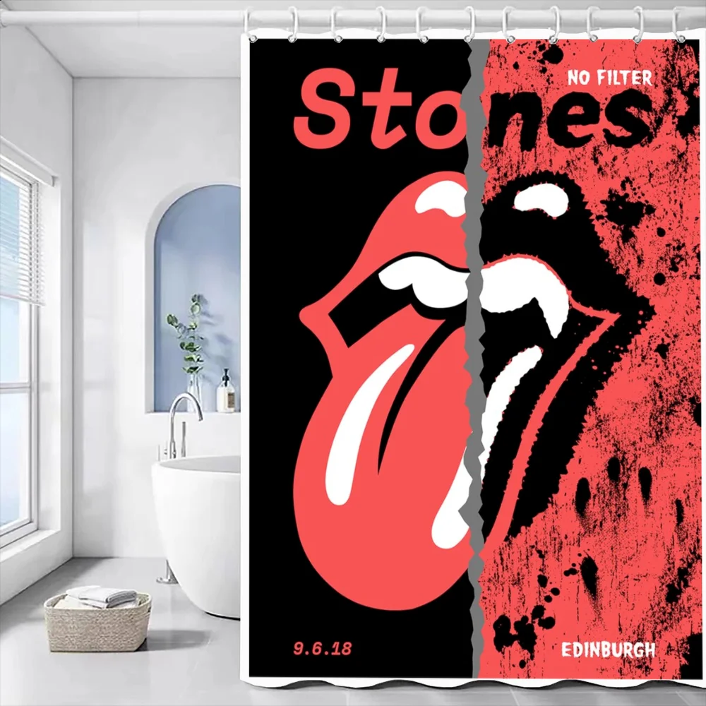 T-The Rolling Stones Shower Shower Curtain Waterproof Waterproof Fabric Bathroom Curtains Bathroom Accessories Set Bath Sets