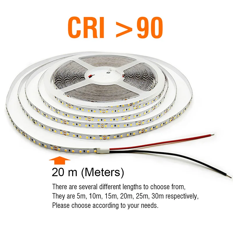 CRI90 شريط واحد 5 متر 10 متر 15 متر 20 متر 25 متر 30 متر شرائط ليد طويلة DC24V شرائط مصباح CRI 90 مرنة كوتابل 5 10 15 20 25 30 متر شريط مصابيح ناعم