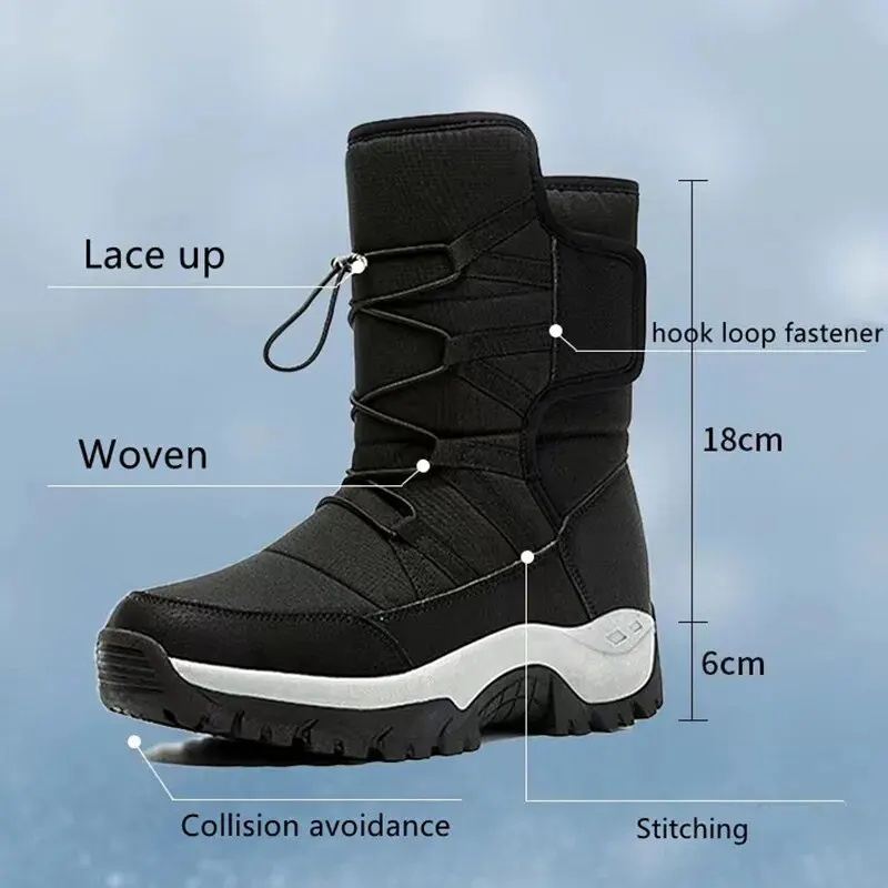 Inverno Mulheres Neve Bota De Pelúcia Moda Ankle Boots Alta Top Impermeável Quente Pele Botas Plataforma