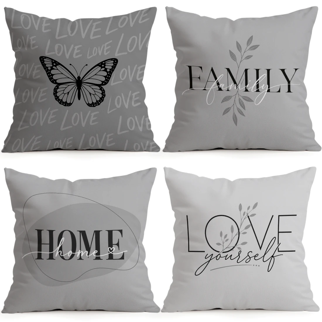 1/4pcs Minimalist Grey Toned Home Decor Cushions Pillowcase Polyester Cushion Cover Throw Pillow Pillowcover Home Car Sofa Decor
