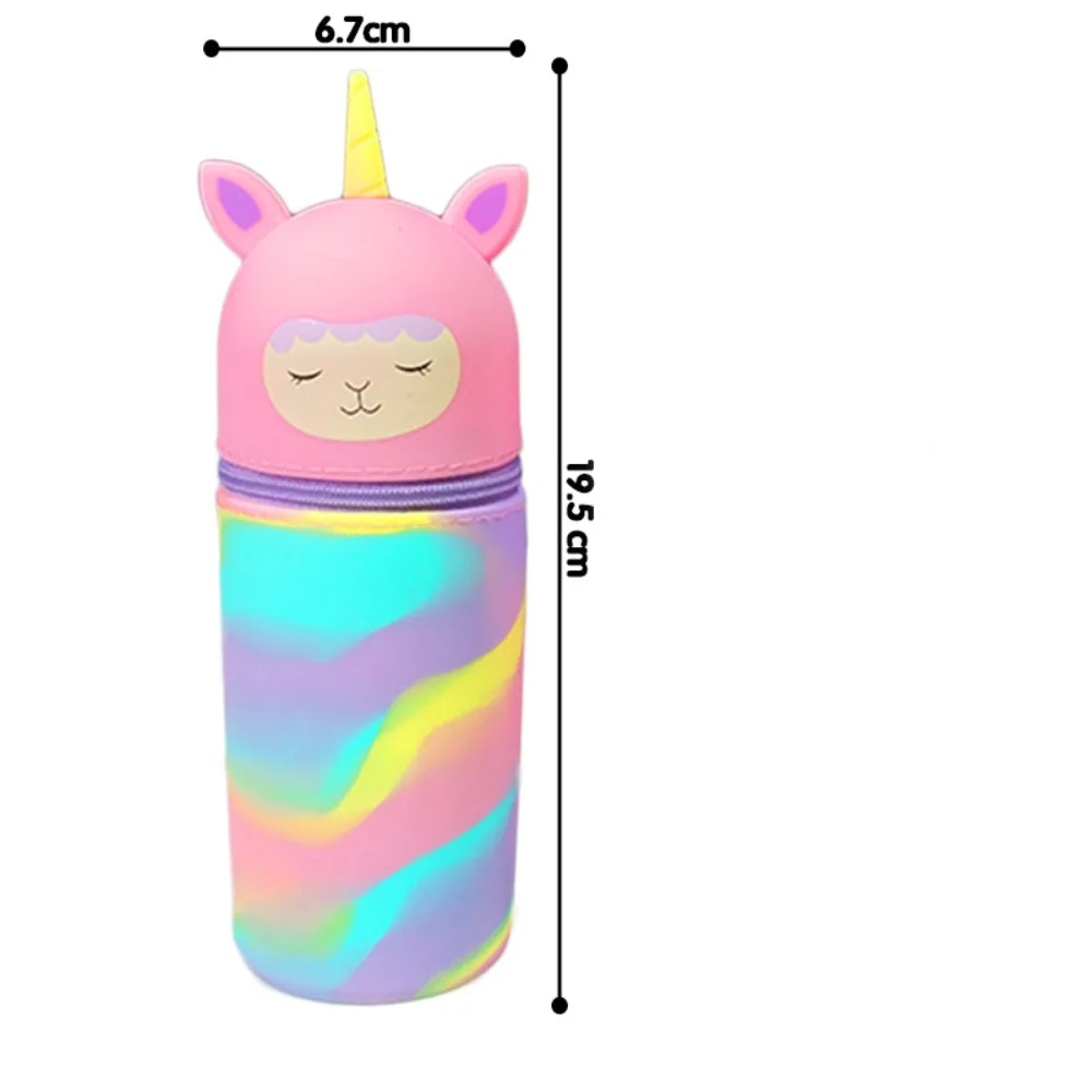 

Красочный прямой/складной чехол для ручки с единорогом, большой емкости, силиконовый держатель для ручек, водонепроницаемый милый контейнер для ручек для студентов