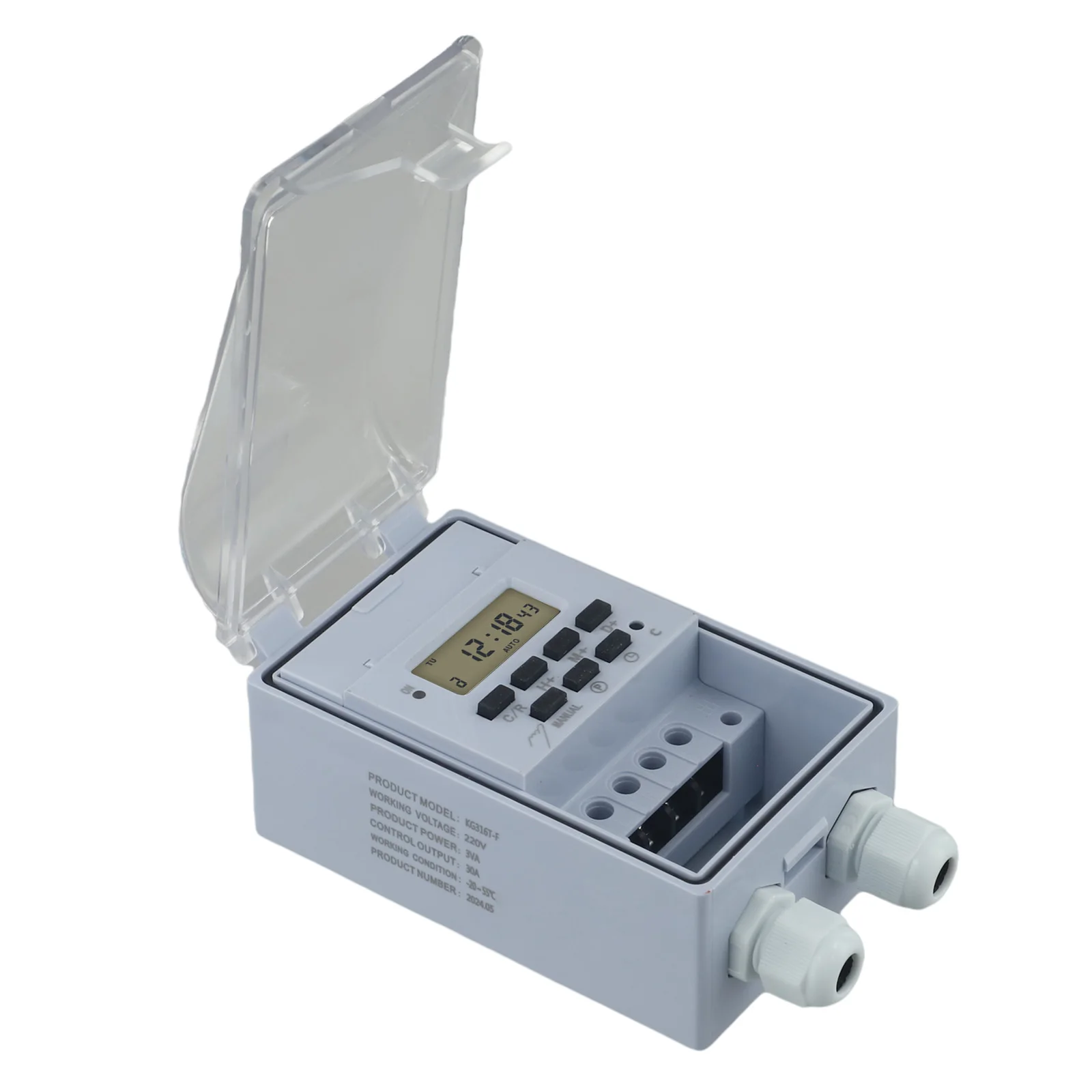 Контроллер времени Интеллектуальный таймер 10A 125X75X62 мм 50 Гц KG316T-F ЖК-дисплей Прозрачный настенный водонепроницаемый